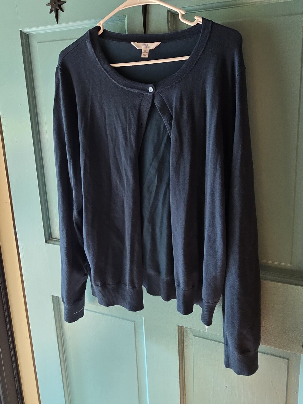 Time and Tru Teal Blue Cardigan Sweater